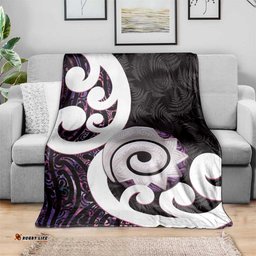 Aotearoa Koru Blanket Purple Maori Paua Shell Mix Silver Fern LT14