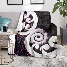 Aotearoa Koru Blanket Purple Maori Paua Shell Mix Silver Fern LT14