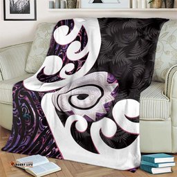 Aotearoa Koru Blanket Purple Maori Paua Shell Mix Silver Fern LT14