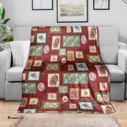 Aussie Birds Christmas La La Land Blanket Red Vintage Stamp Edition LT9
