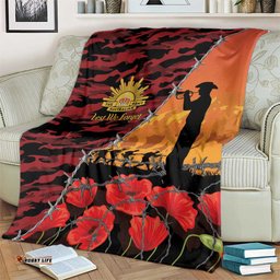 ANZAC Lest We Forget Blanket Australian Army Poppy Tribute LT15