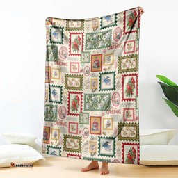 Aussie Birds Christmas La La Land Blanket Beige Vintage Stamp Edition LT9