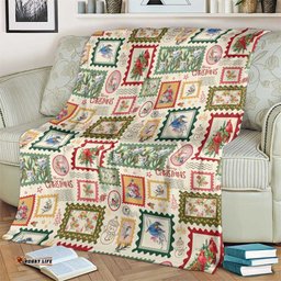 Aussie Birds Christmas La La Land Blanket Beige Vintage Stamp Edition LT9