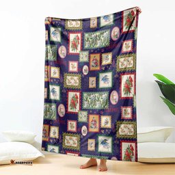 Aussie Birds Christmas La La Land Blanket Navy Blue Vintage Stamp Edition LT9