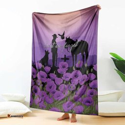 Australia ANZAC Animal Heroes Blanket Purple Poppies LT7