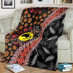 Aotearoa and Australia Blanket Maori Koru Ferns With Aboriginal Kangaroo LT03