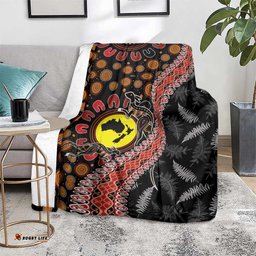 Aotearoa and Australia Blanket Maori Koru Ferns With Aboriginal Kangaroo LT03