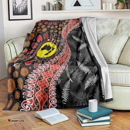 Aotearoa and Australia Blanket Maori Koru Ferns With Aboriginal Kangaroo LT03