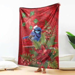 Aussie Superb Fairywren Bird Blanket Aboriginal Inspired Christmas LT9