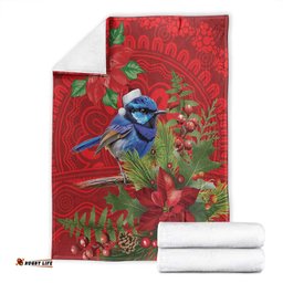 Aussie Superb Fairywren Bird Blanket Aboriginal Inspired Christmas LT9