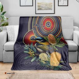 Aussie Honeyeaters Banksia Flowers Blanket Aboriginal Dots Painting LT9