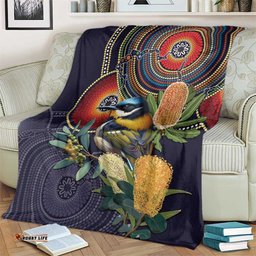 Aussie Honeyeaters Banksia Flowers Blanket Aboriginal Dots Painting LT9