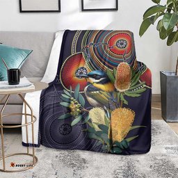 Aussie Honeyeaters Banksia Flowers Blanket Aboriginal Dots Painting LT9