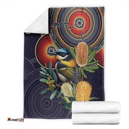 Aussie Honeyeaters Banksia Flowers Blanket Aboriginal Dots Painting LT9