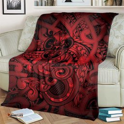 Aotearoa Maori Hei Tiki Blanket Whero Kowhaiwhai Puhoro Motif LT9