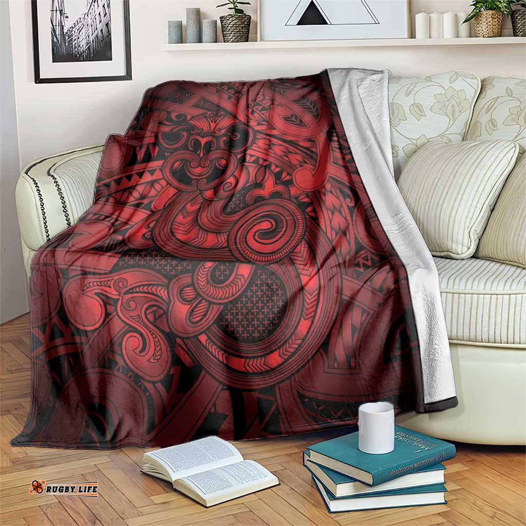 Aotearoa Maori Hei Tiki Blanket Whero Kowhaiwhai Puhoro Motif LT9