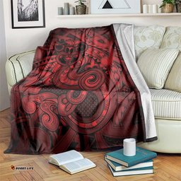 Aotearoa Maori Hei Tiki Blanket Whero Kowhaiwhai Puhoro Motif LT9