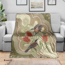 Australia Eastern Spinebill Blanket Aussie Honeyeater Bottlebrush Indigenous Art LT14