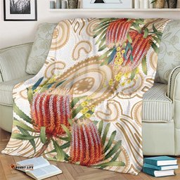 Australia Banksia Blanket Aussie Native Flowers Indigenous Art LT14