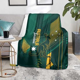 Australia Socceroos 2026 Custom Blanket Go Aussie Kangaroo National Color LT14