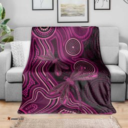 Australia Breast Cancer Awareness Blanket Pink Dragonflies Aboriginal Art LT14