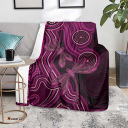 Australia Breast Cancer Awareness Blanket Pink Dragonflies Aboriginal Art LT14