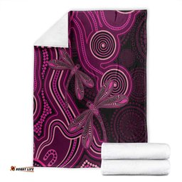 Australia Breast Cancer Awareness Blanket Pink Dragonflies Aboriginal Art LT14