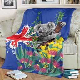Australia Day Koala Blanket Aussie Aussie Aussie Oi Oi Oi Blue Color LT9