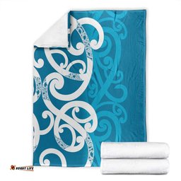 Azure Blue Maori Blanket Koru Kowhaiwhai LT7