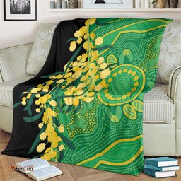 Australia Golden Wattle Blanket Aussie Native Flowers Indigenous Art LT14