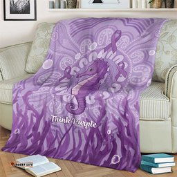 Australia Epilepsy Awareness Blanket Seahorse Think Purple Ribbon Aboriginal LT14