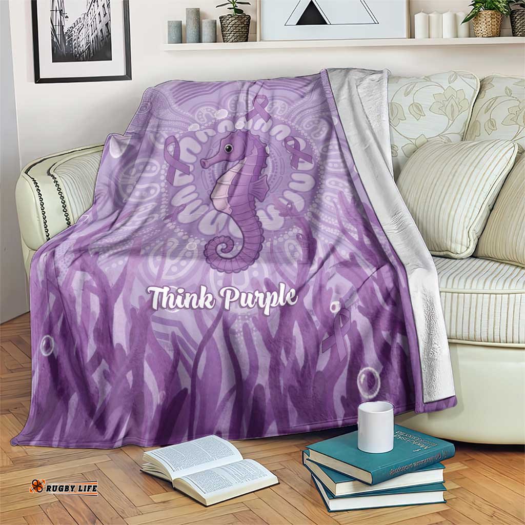 Australia Epilepsy Awareness Blanket Seahorse Think Purple Ribbon Aboriginal LT14