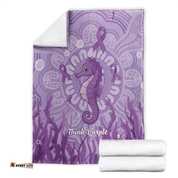 Australia Epilepsy Awareness Blanket Seahorse Think Purple Ribbon Aboriginal LT14