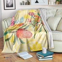 Birds and Floral Aussie Lorikeet Blanket Pastel Yellow LT7