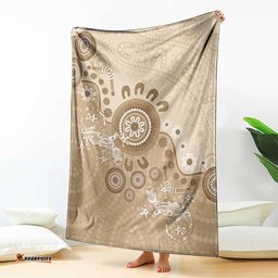 Beige Lizards Australia Blanket Boomerang Indigenous Art LT14