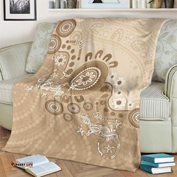 Beige Lizards Australia Blanket Boomerang Indigenous Art LT14