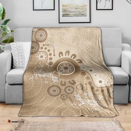 Beige Lizards Australia Blanket Boomerang Indigenous Art LT14