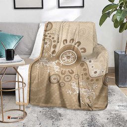 Beige Lizards Australia Blanket Boomerang Indigenous Art LT14