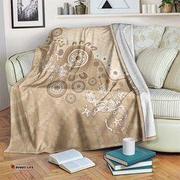 Beige Lizards Australia Blanket Boomerang Indigenous Art LT14
