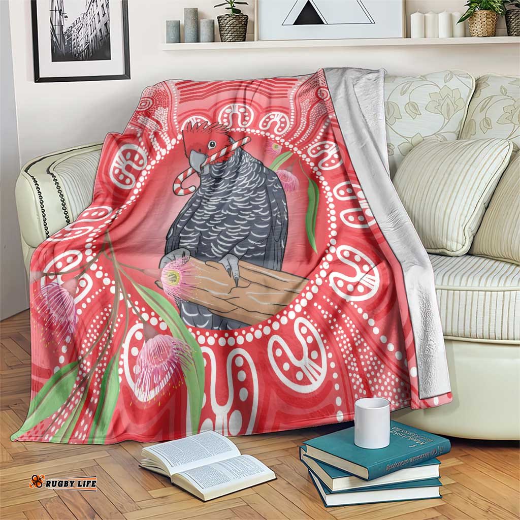 Australia Gang-gang Cockatoo Christmas Blanket Eucalyptus Blossoms Aboriginal Merry Xmas LT14