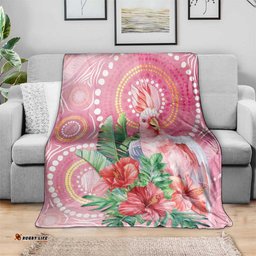 Breast Cancer Pink Cockatoo Blanket Australia Indigenous Watercolor Glaze LT7