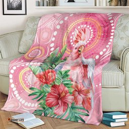 Breast Cancer Pink Cockatoo Blanket Australia Indigenous Watercolor Glaze LT7