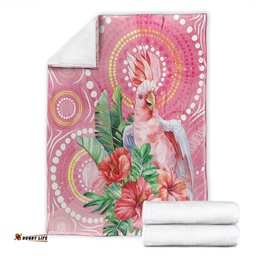 Breast Cancer Pink Cockatoo Blanket Australia Indigenous Watercolor Glaze LT7