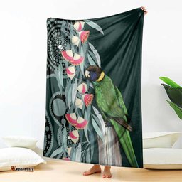 Australian Ringneck Parrot Blanket Barnardius Zonarius Eucalyptus Flowers Aboriginal Art LT14