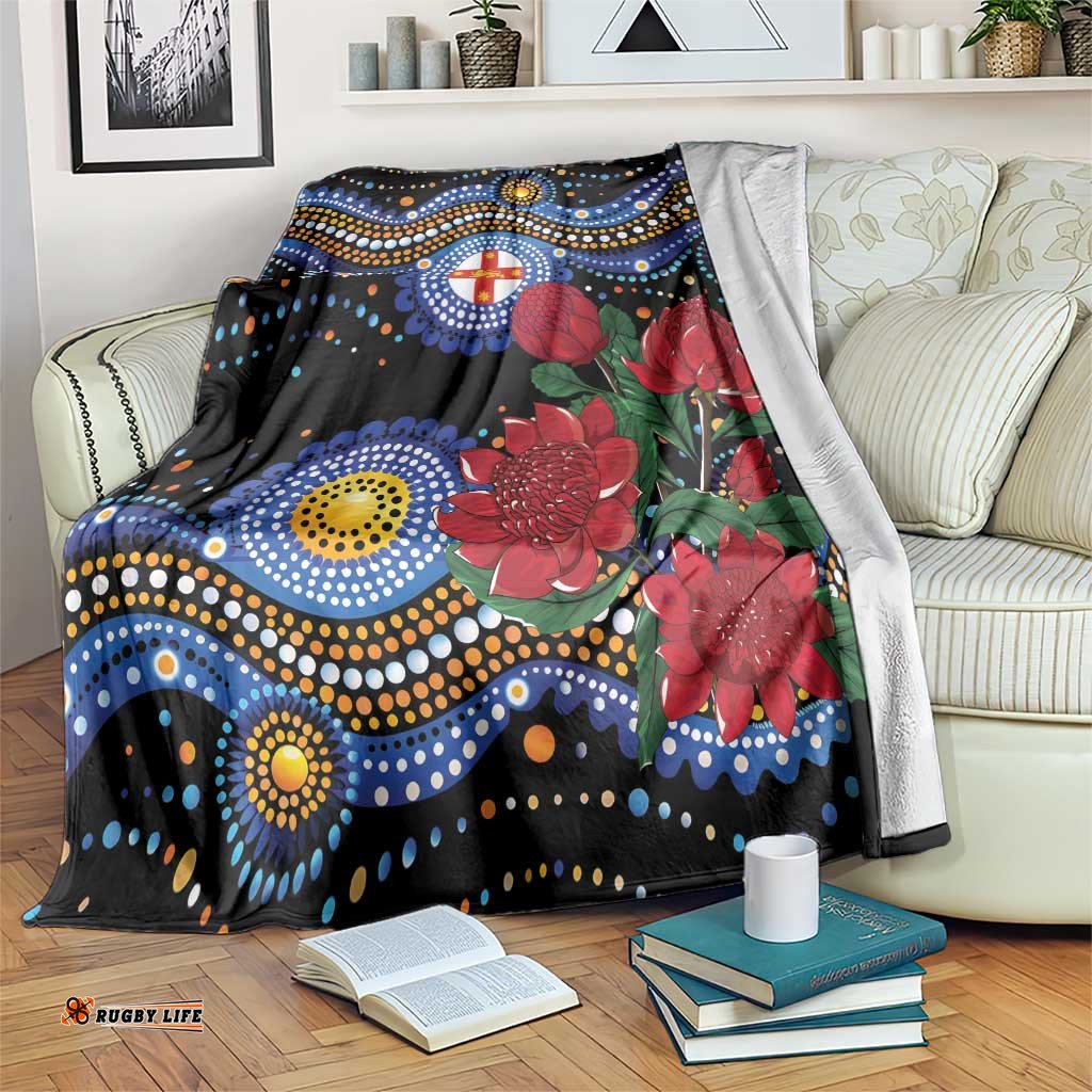 Australia New South Wales Waratahs Blanket Aboriginal Dot Art LT9