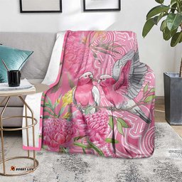 Australia Pink Galah Blanket Rose-breasted Cockatoo Waratah Indigenous Art LT14
