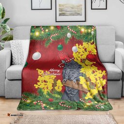 Australia Gang-gang Cockatoo Christmas Blanket Callocephalon Fimbriatum Golden Wattle Red LT14