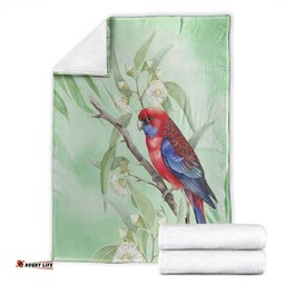 Australia Crimson Rosella Blanket Platycercus Elegans Eucalyptus Alba Watercolor LT14
