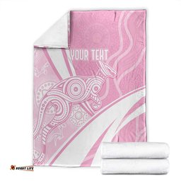 Australia Bowls Personalised Indigenous Pink Round Blanket LT7