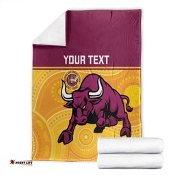 Custom Australia Queensland Cricket Blanket Go Bulls - Aboriginal Art LT14